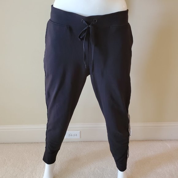 Athletic Works Pants - Athletic Works Black Soot Elastic White Striped Pants SZ L/G 12-14
